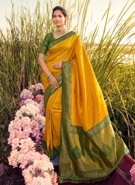 Yellow Colour Parampara Vol-3 Pankh New Latest Designer Ethnic Wear Silk Saree Collection 3307
